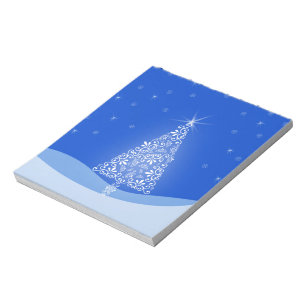 Blue White Merry Christmas Tree Stars Night Light Notepad
