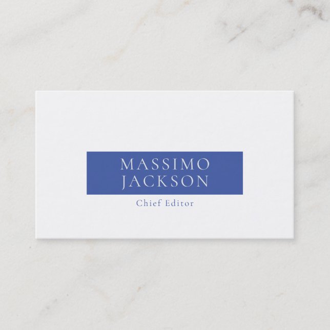 Blue White Minimal Modern Professional  Business Card (Front)