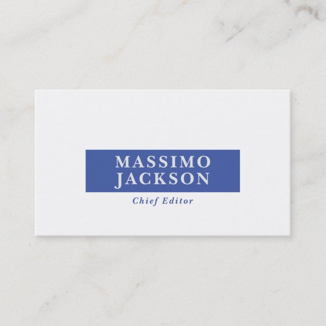 Blue White Minimal Modern Professional  Business Card (Front)
