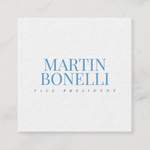 Blue White Minimalist Professional Luxury Thick Square Business Card