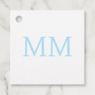 Blue & White Minimalist Professional Monogram Favour Tags