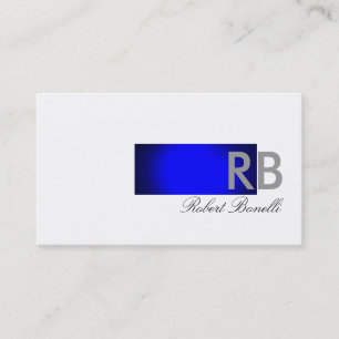 Blue White Monogram Consultant Business Card