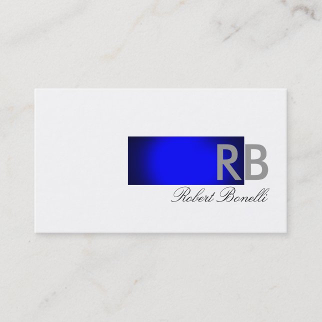 Blue White Monogram Consultant Business Card (Front)