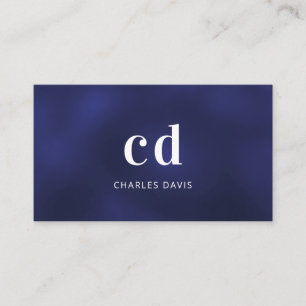 Blue white monogram initials minimalist business card