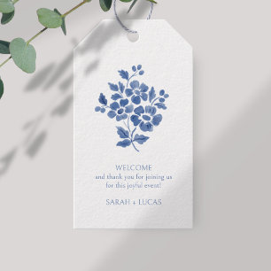 Blue & White Monogram Wedding Gift Tag