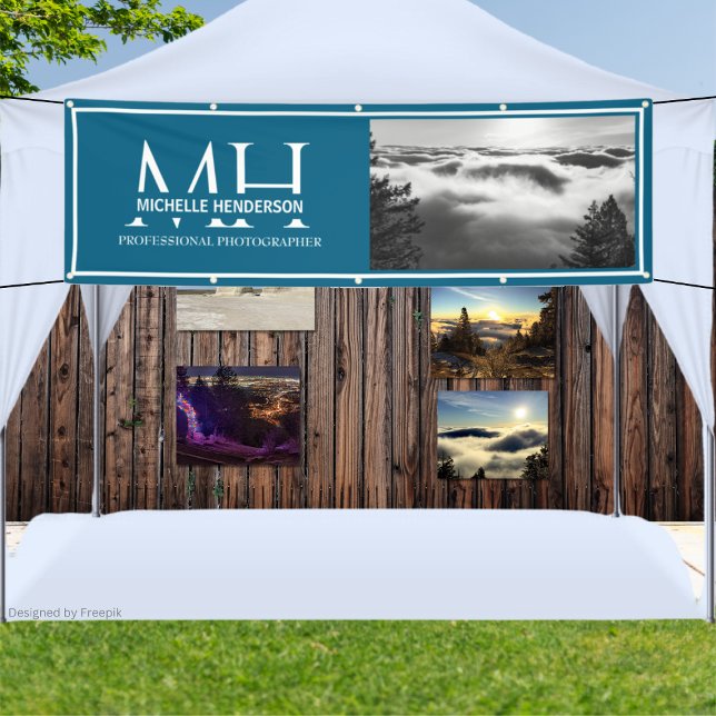 Blue & White Monogrammed Logo 1 Image Promotional Banner (Creator Uploaded)