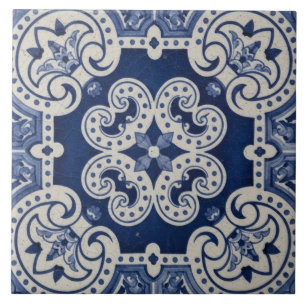 Blue White Moroccan Portuguese Traditional Pattern Tile
