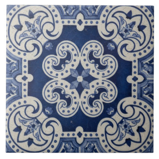 Blue White Moroccan Portuguese Traditional Pattern Tile