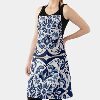 Blue & White Mosaic Art ,  Andalusian  Design Apron