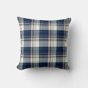 Blue, White, Multi Thread Plaid Cushion
