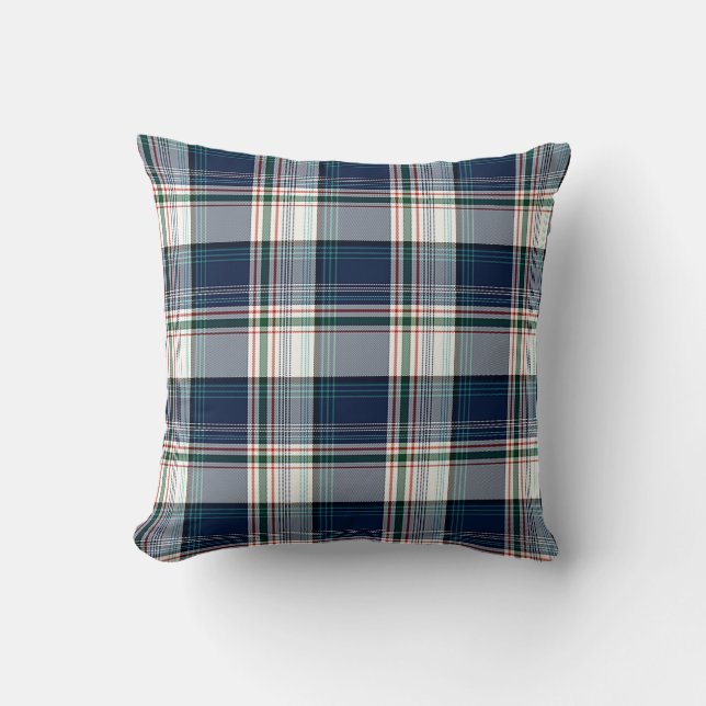 Blue, White, Multi Thread Plaid Cushion (Front)