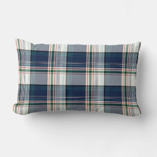 Blue, White, Multi Thread Plaid Lumbar Cushion