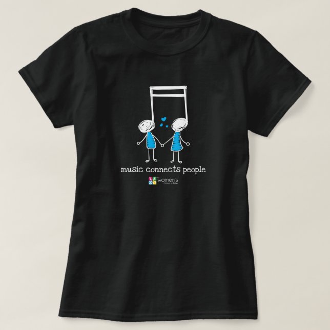 Blue & White Music Connects People T-Shirt (Design Front)