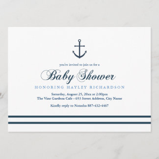 Blue & White Nautical Baby Shower Invite