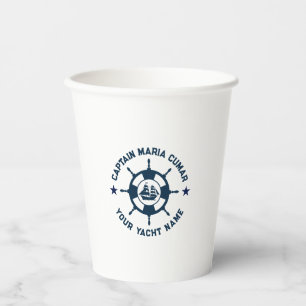 Blue White Nautical Boat Wheel Vintage Boat Paper Cups