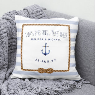Blue & White Nautical Knot Ring Bearer Wedding Cushion