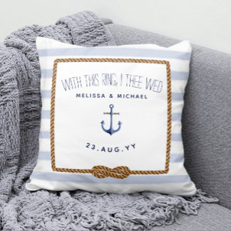 Blue & White Nautical Knot Ring Bearer Wedding Cushion