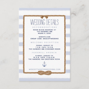 Blue & White Nautical Knot Wedding Details Enclosure Card