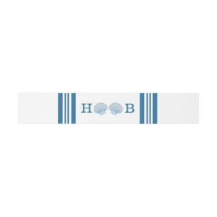 Blue White Nautical Seashells Belly Bands Invitation Belly Band