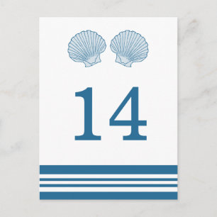 Blue White Nautical Seashells Table Postcard