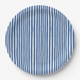 Blue & White Nautical stripes  Paper Plate
