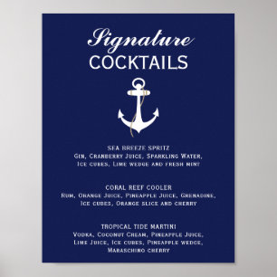 Blue & White Nautical Wedding Signature Cocktail  Poster