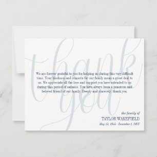 Blue White Navy Script Sympathy Thank You