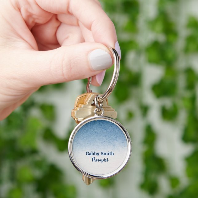 Blue white ombre gradient key ring (Hand)