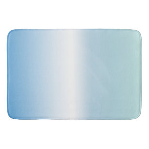 Blue White Ombre Stripes Bath Mat