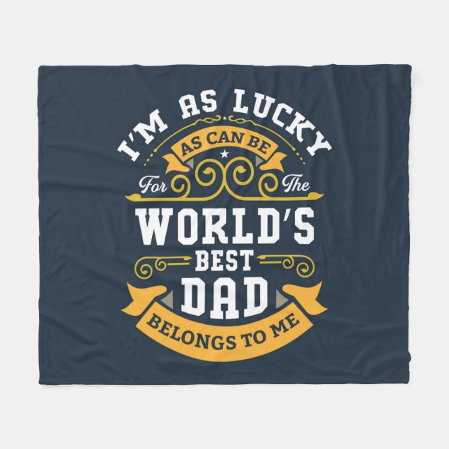 Blue White Orange Worlds Best Dad                  Fleece Blanket (Front (Horizontal))