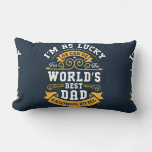 Blue White Orange Worlds Best Dad Lumbar Cushion