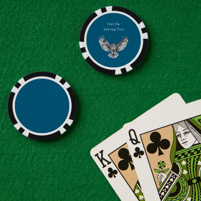 Blue White Owl   Poker Chips (Poker Table (Double))