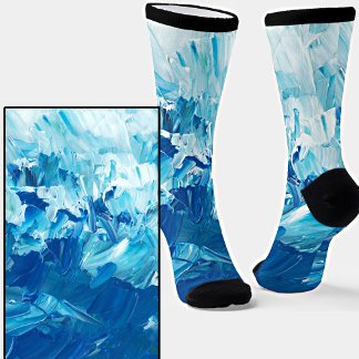 Blue & White Paint Effect Socks