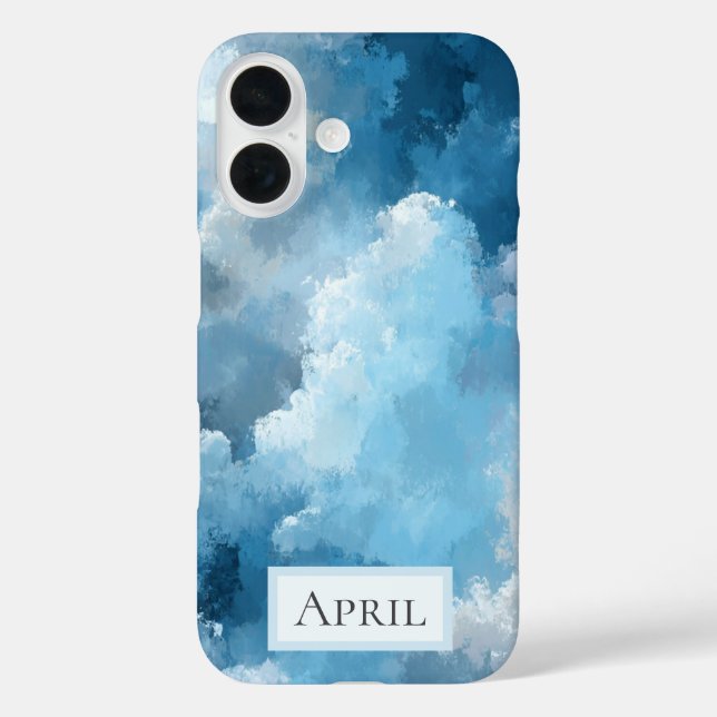 Blue & White Painted Clouds Case-Mate iPhone Case (Back)