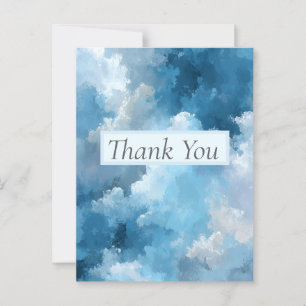 Blue & White Painted Clouds Thank You Card