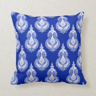 Blue white paisley cushion