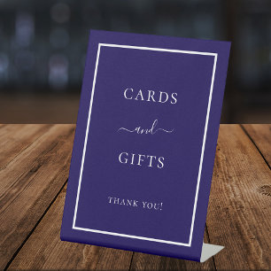 Blue white party card gifts sign