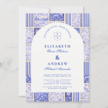 Blue White Patchwork Toile Wedding