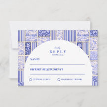 Blue White Patchwork Toile Wedding