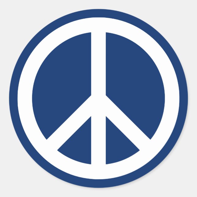 Blue & White Peace Classic Round Sticker (Front)