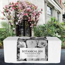 Blue White Peonies Pop Up Shop Table Runner Sign