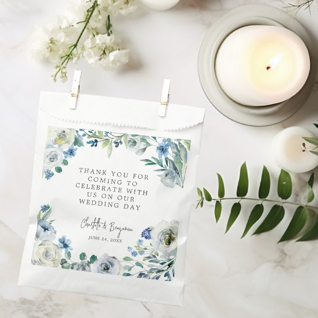 Blue White Peony Floral Custom Spring Wedding Favour Bags (Creator Uploaded)