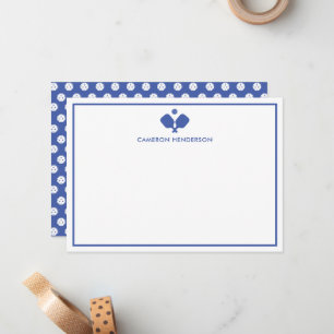 Blue White Personalised Name Fun Pickleball Card