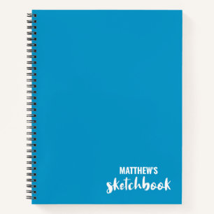 Blue White Personalised Sketchbook Your Name Notebook