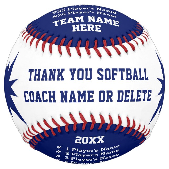 Blue, White Personalised Softball Coach Gifts (Front)