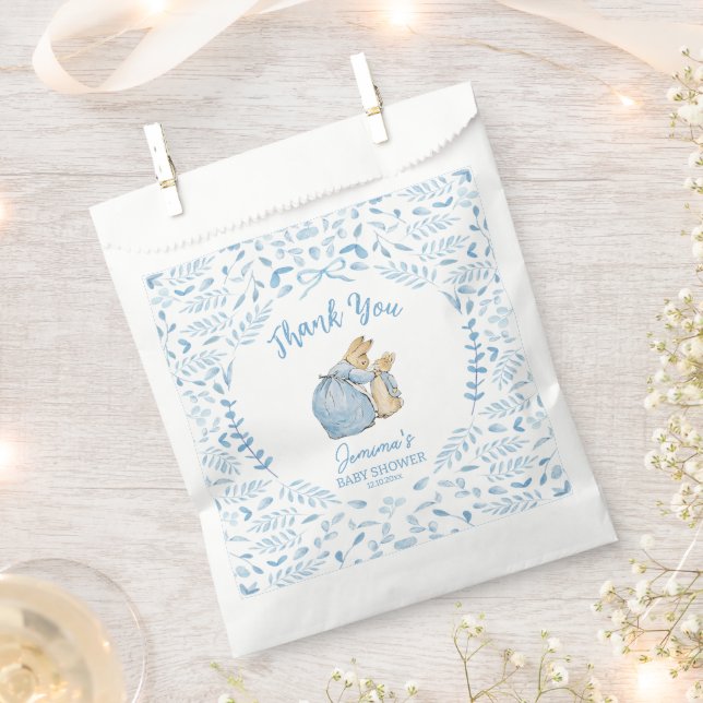 Blue White Peter the Rabbit Beatrix Baby Shower Favour Bags (Clipped)