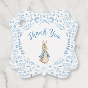 Blue White Peter the Rabbit Beatrix Baby Shower Favour Tags
