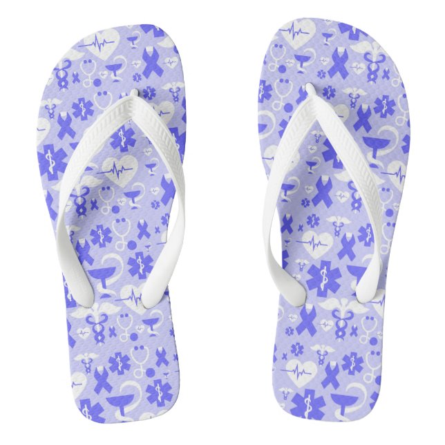 Blue white pharmacy element pattern jandals (Footbed)
