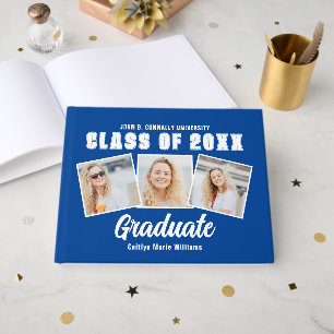 Blue White Photo Class of 2025 Graduation Guest Book