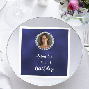 Blue white photo diamonds napkin